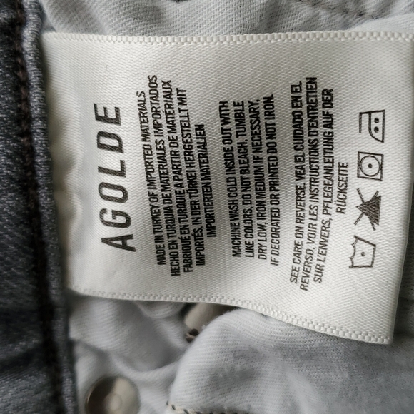 Agolde Nico highrise slim grey silver stretched button fly jeans size 23 - Picture 8 of 16